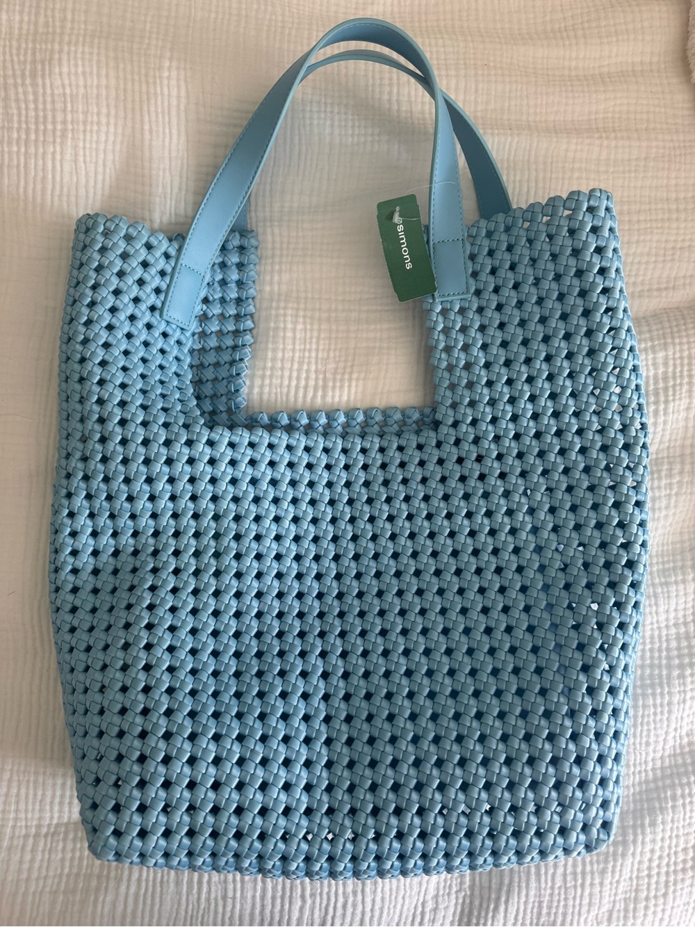 Miele Bianco Woven Light Blue Tote Bag with inner pouch. Brand new.
